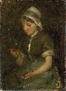 Bernard Blommers Girl with Cherries oil painting artist